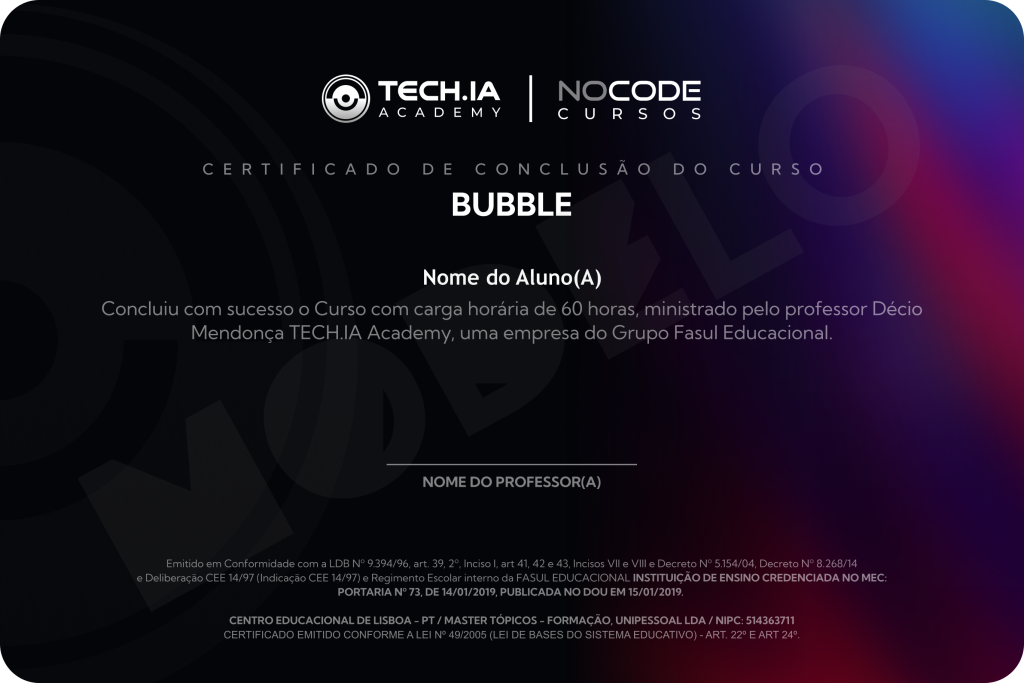 Certificado Curso Bubble